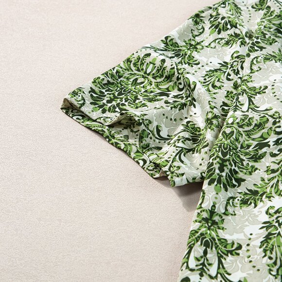 Green Vintage Floral Print Open Top and Shorts 2 Piece Set - Picture 6 of 11